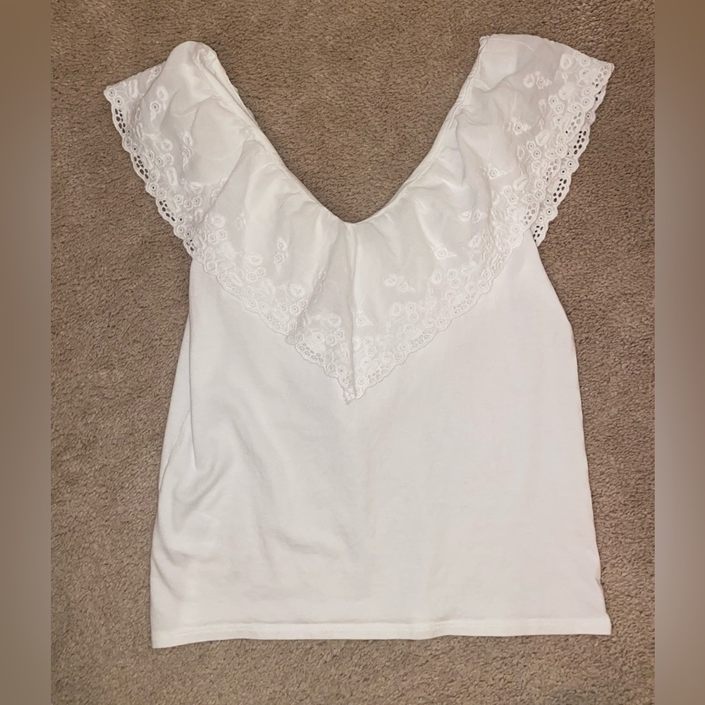 H&M - White Lace Trim Women's Top